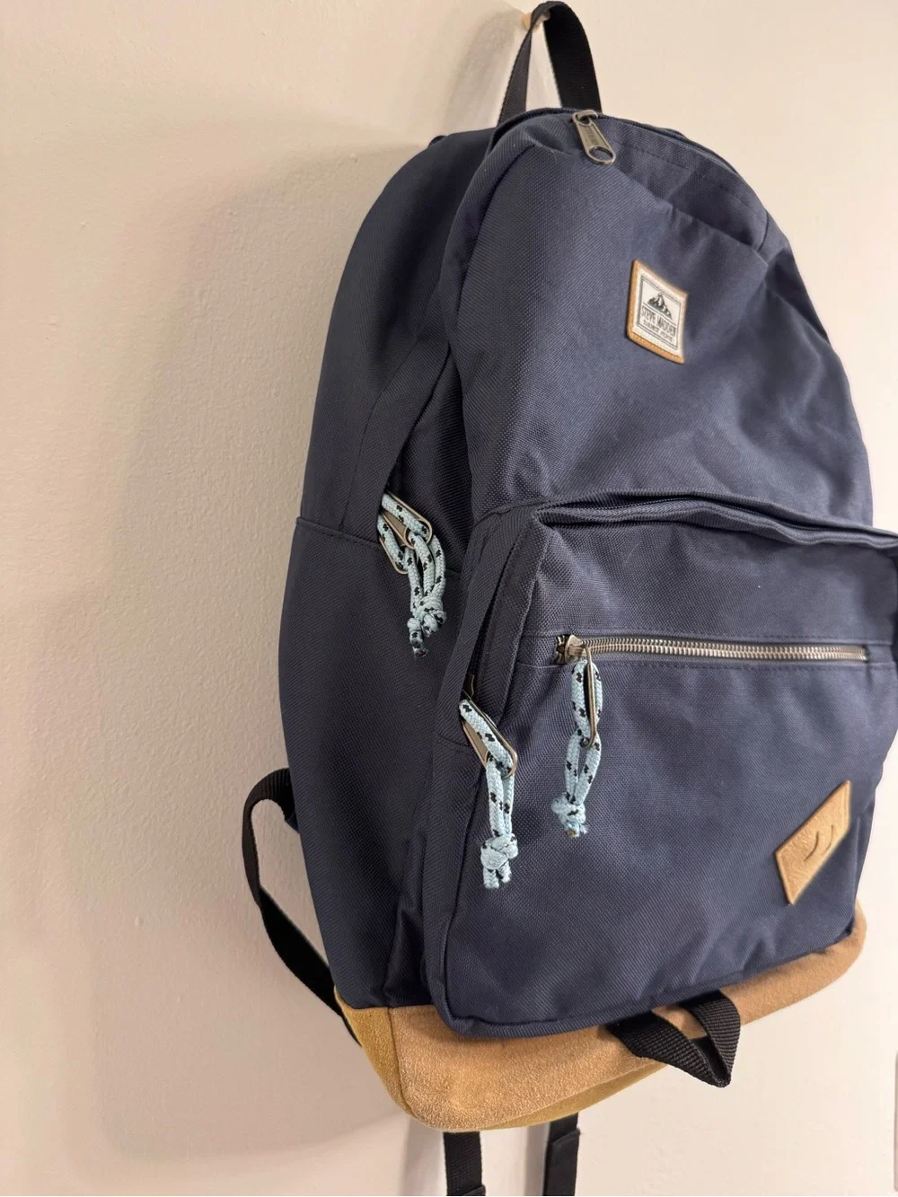 Steve Madden Navy and Tan Kids Canvas Backpack